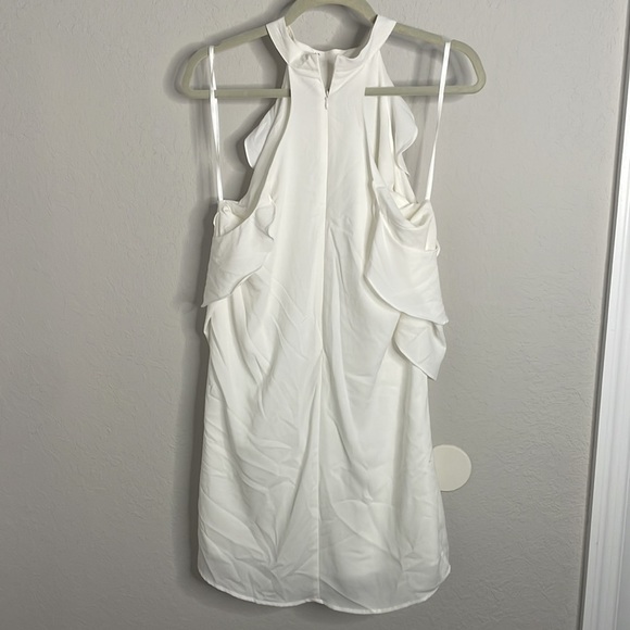 White mini dress with flair detail and halter neckline - Picture 3 of 5
